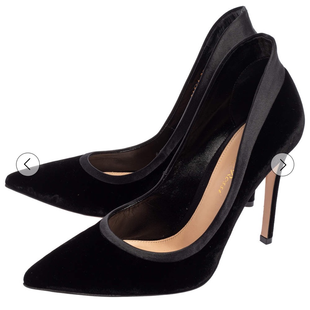 GIANVITTON ROSSI BLACK TUXEDO VELVET PUMPS